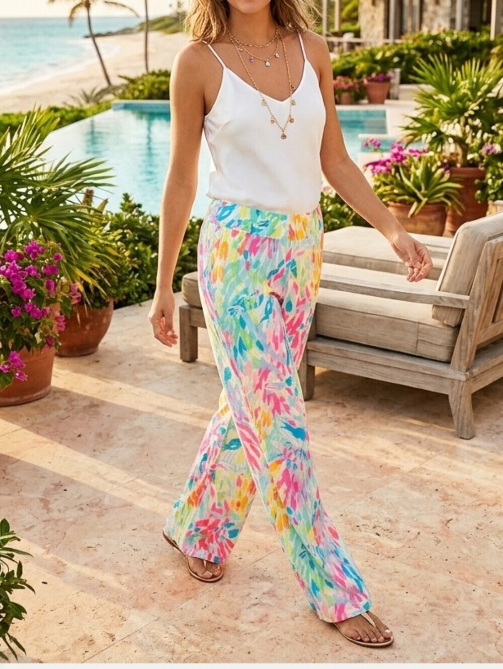 Lilly Pulitzer Bal Harbour Palazzo Pants in Neon Sparkling Sands